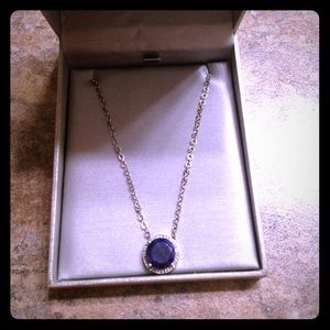 Blue and white sapphire pendant